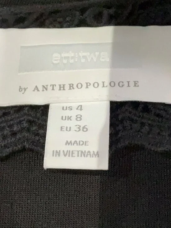 ETT TWA by Anthropologie Soiree Embroidered Midi Dress Size 4 Black - Picture 6 of 7